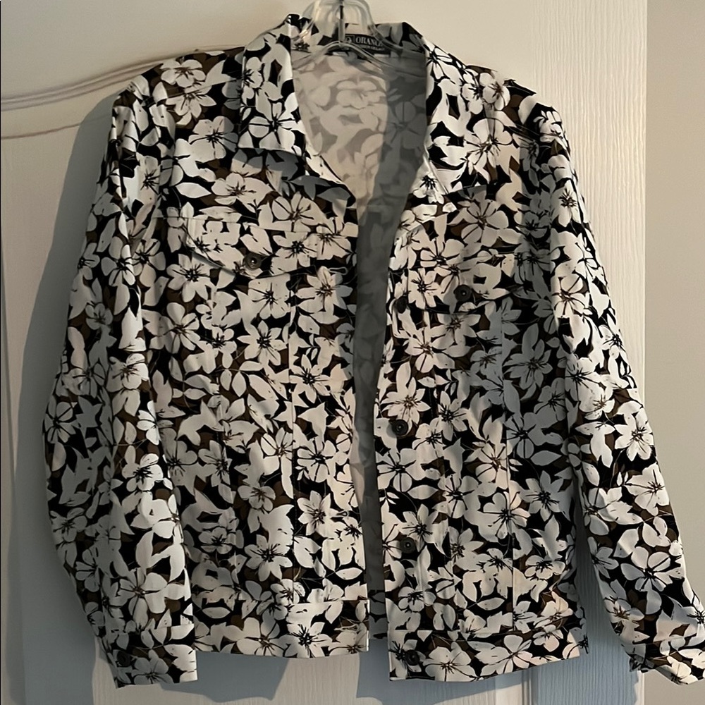 Floral Black and White Women's Jacket